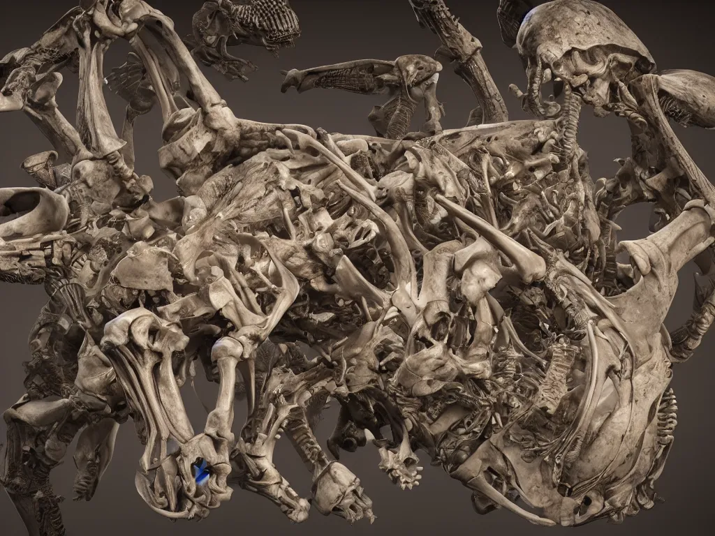 Image similar to cinematic scene of a detailed and intricate design of the back of full female anatomy wrapped in bones, maximalist, real, studio shot, dynamic lighting, great finesse organic hyper detailed, engineering blueprints, technical drawings, calculus, stained paper, hyperrealistic, ultra detailed, 4K, octane render, unreal engine