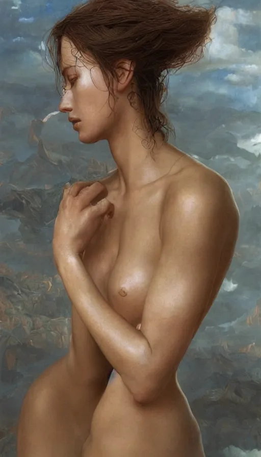 Prompt: epic masterpiece young emanuelle beart sweaty skin, hyperrealistic, octane render, cinematic, beautiful face and flawless skin, perfect hands, 5 fingers, by edgar maxence and ross tran and michael whelan, legends of runeterra
