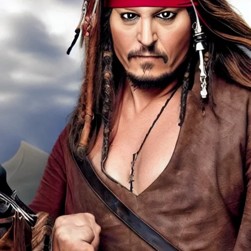 Prompt: Nathan Fillion as a Captain Jack Sparrow