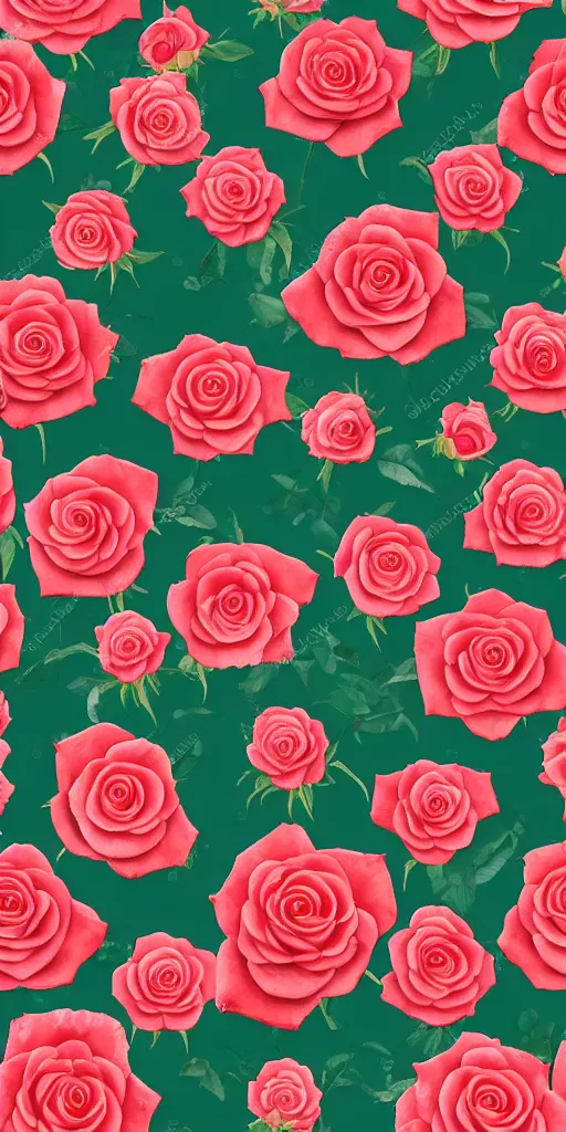 Image similar to seamless pattern of beautiful roses with leaves and throns, colourful, symmetrical, repeating 35mm photography