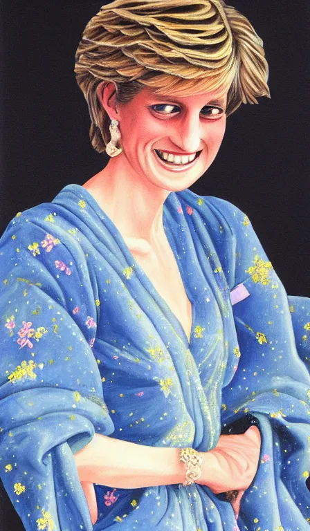 Prompt: painting of princess diana, drawn by yoshitoshi abe, oil painting, washed out color,