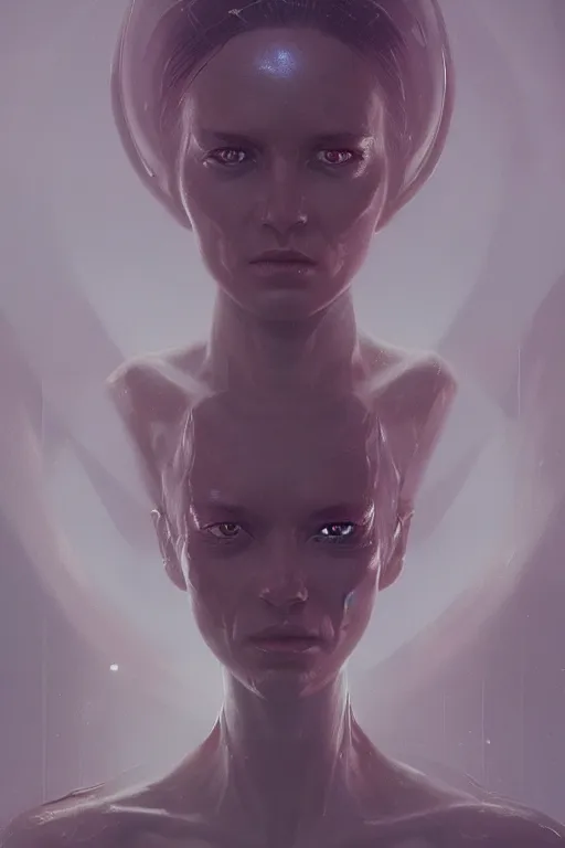 Image similar to a fancy portrait of an alien women by Greg Rutkowski, Sung Choi, Mitchell Mohrhauser, Maciej Kuciara, Johnson Ting, Maxim Verehin, Peter Konig, symmetrical , 8k photorealistic, cinematic lighting, HD, high details, atmospheric , trending on artstation