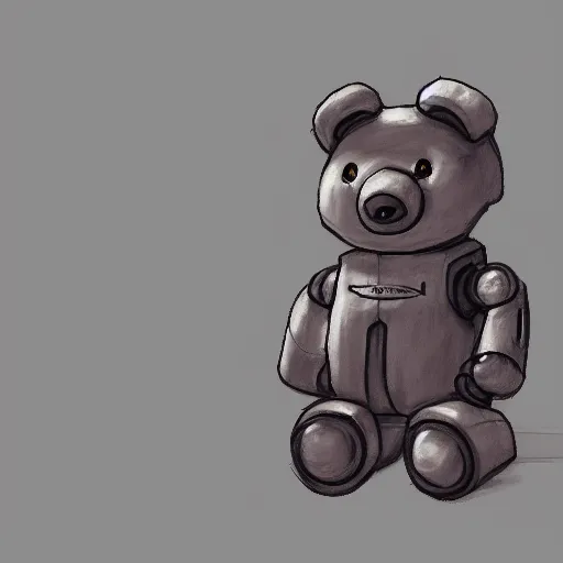 Image similar to a drawing of a robot with a teddy bear sitting on top of it, concept art by Kanbun Master, pixiv, furry art, concept art, toonami, sketchfab