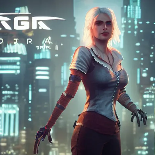 Prompt: Ciri with robotic arms portrait in night city cyberpunk, 8k ultra realistic, award winning, unreal engine 5, masterpiece