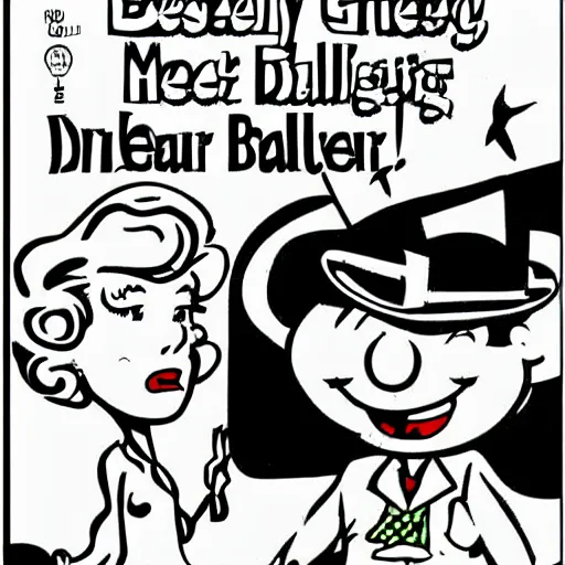 Prompt: beetle bailey hanging out with marilyn monroe in the style of mort walker