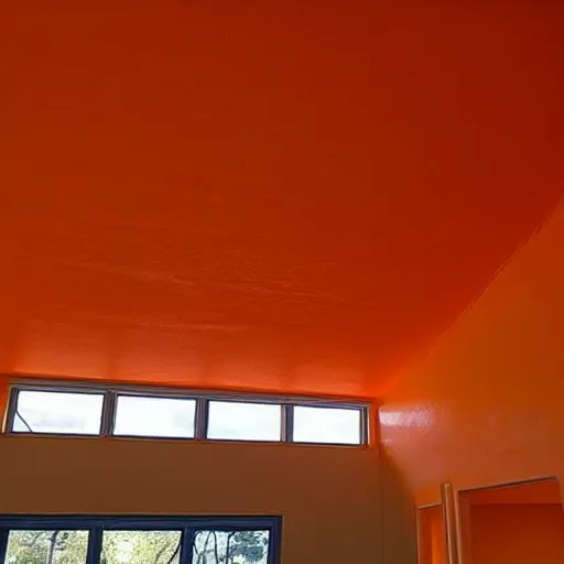 Prompt: “ orange crush flooding the house through the ceiling ”