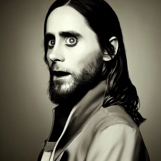 Prompt: jared leto as vampire, portrait, studio lighting, 5 0 mm