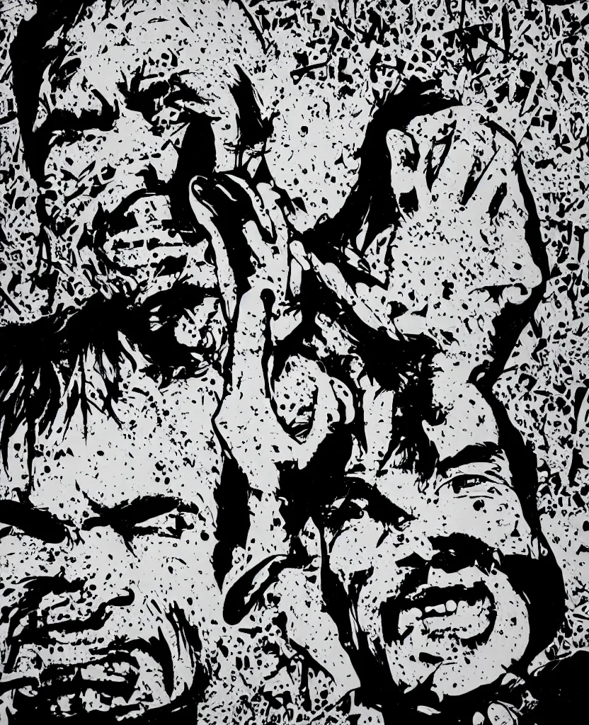 Image similar to a portrait of a screaming bruce lee by mcbess and shepard fairey and lisa frank