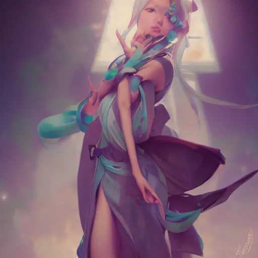 Image similar to a photorealistic dramatic fantasy render of hatsune miku by wlop, artgerm, greg rutkowski, alphonse mucha, beautiful dynamic dramatic dark moody lighting, shadows, cinematic atmosphere, artstation, concept design art, octane render, 8 k