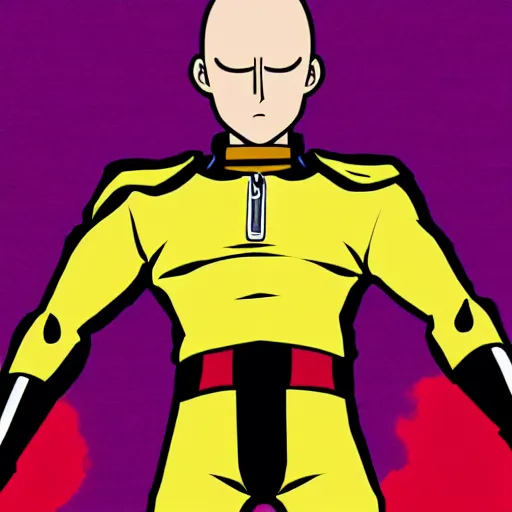 Prompt: stylized flat colour saitama one punch man gradient bright colours, stylized, 2 d,