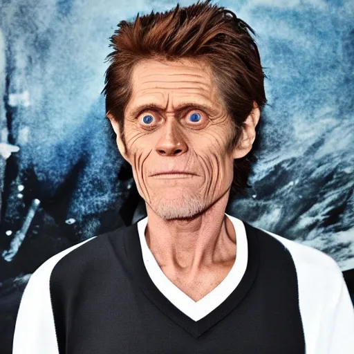 Image similar to willem dafoe as anime protagonist