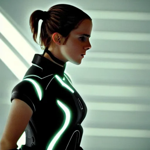 Prompt: emma watson in the movie tron legacy ( 2 0 1 0 ), cinematic, film still