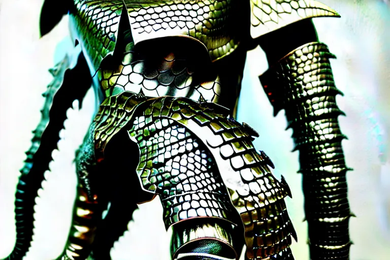 Image similar to [ 1 6 k realism ] elephantine armor. metallic gothic. reptile. elasmosaur