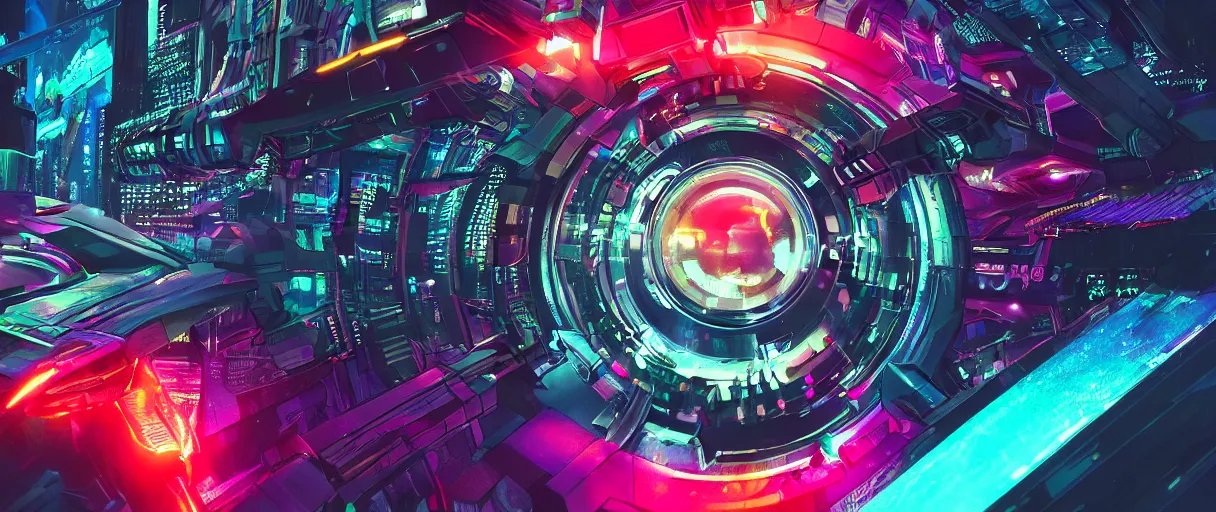 Image similar to cyberpunk holographic logo, futuristic, in the style of Pixar animation, low angle view, 16mm lens, award winning, hyper detailed, dramatic lighting, artstation, octane renderer, unreal engine