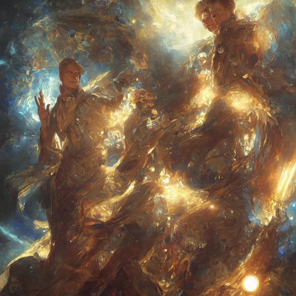 Image similar to david bowie as doctor who, radiant light, caustics, heroic, bright iridescent light, by gaston bussiere, bayard wu, greg rutkowski, maxim verehin