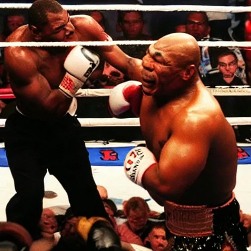 Image similar to “Mike Tyson fighting a bear in a boxing ring, 4k photograph, award winning”