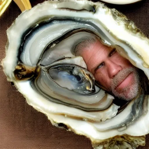 Prompt: ron perlman's head in a oyster