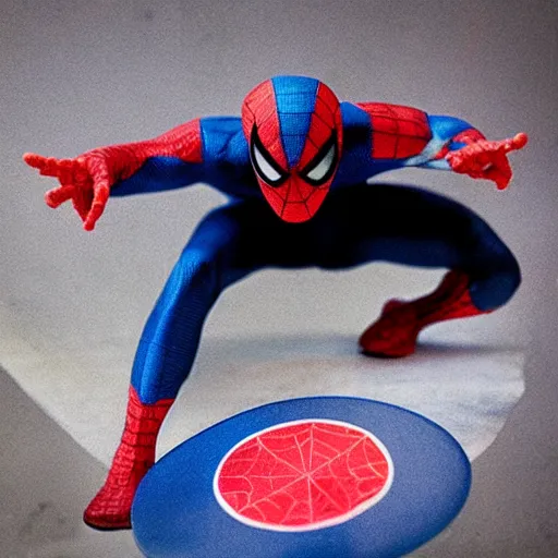 Prompt: spiderman playing table tennis on the moon