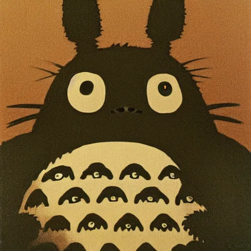 Image similar to totoro portrait by chuck close, realistic