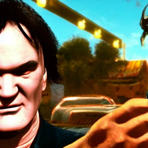 Image similar to quentin tarantino in the video game returnal