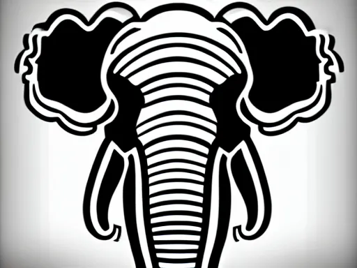 Image similar to stylized wooly mammoth!!! sports logo!!! black and white logo design sketch
