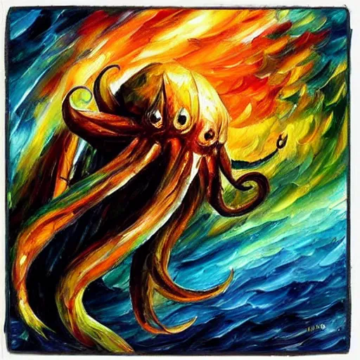 Image similar to “Cthulhu, style of Leonid afremov”