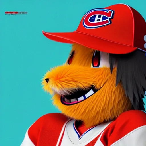 Image similar to anime Portrait of Youppi the Habs Montreal Canadiens Mascot as a very cute powerful and friendly pokemon, highly detailed anime, smooth, sharp focus, dynamic lighting, intricate, trending on ArtStation, illustration pokemon, art by WLOP