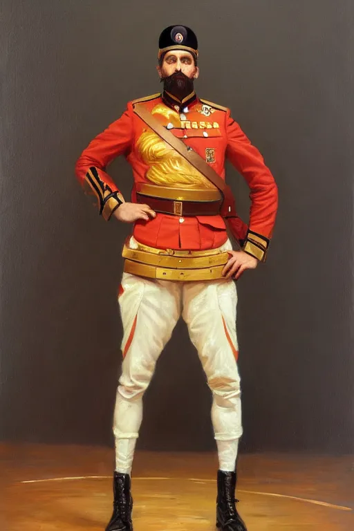 Image similar to full body portrait of the dictator of the phoenix suns, 1 8 8 9, in full military garb, oil on canvas by william sidney mount, trending on artstation