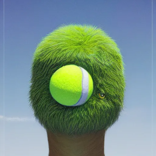 Image similar to highly detailed vfx portrait of a character of a tennis ball monster, akira stephen bliss, chalk, unrealengine, greg rutkowski, loish, rhads, beeple, chalk, makoto shinkai and lois van baarle, ilya kuvshinov, rossdraws, tom bagshaw, basil gogos