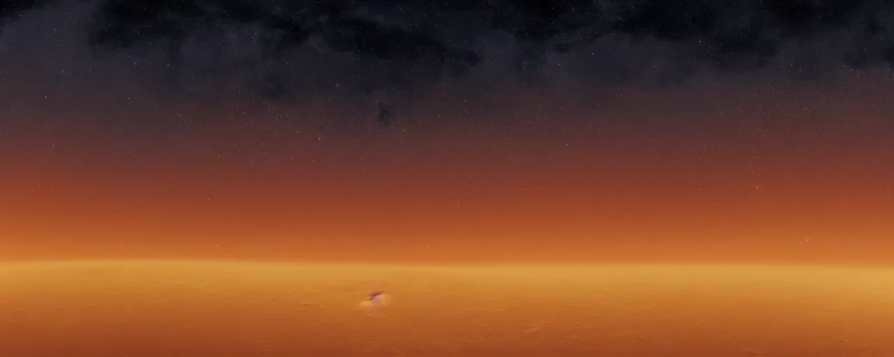 Prompt: minimalist smooth cinematic render of atmospheric space, nebula, homeworld skies, volumetric lighting