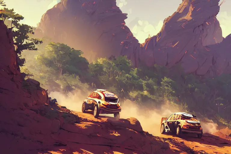 Image similar to wrc rally car stylize, official fanart behance hd artstation by jesper ejsing, by rhads, makoto shinkai and lois van baarle, ilya kuvshinov, ossdraws, that looks like it is from borderlands and by feng zhu and loish and laurie greasley, victo ngai, andreas rocha, john harris