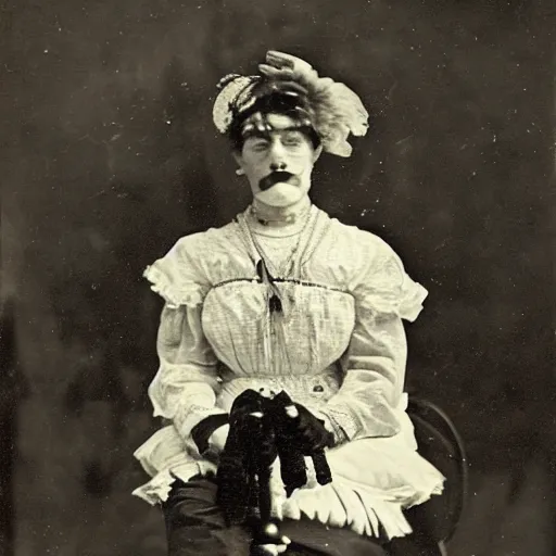 Image similar to Poster of a bearded lady circus show in the 19th century, 1900s photography