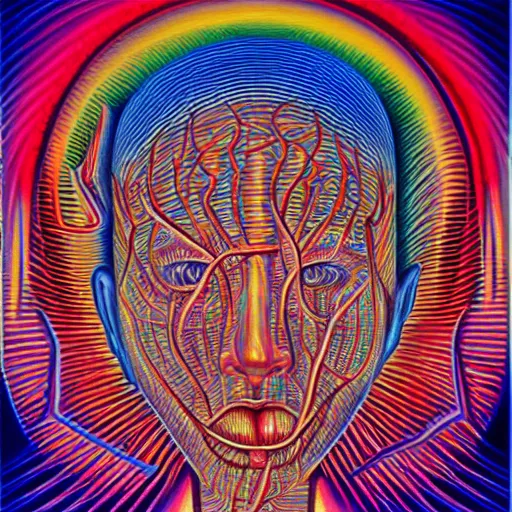 Image similar to I think therefore I am by Alex Grey