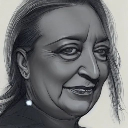Image similar to sketch for Zaha Hadid portrait