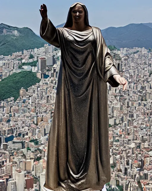 Image similar to gigantic statue of honey boo boo as christ the redeemer, rio digennaro, hyperreal