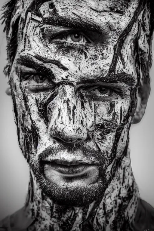 Image similar to 📷 markiplier's tree bark skin, made of tree bark, head portrait, dynamic lighting, 4 k