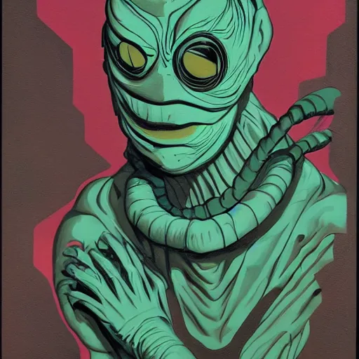 Image similar to Creature from the Black Lagoon picture by Sachin Teng, asymmetrical, dark vibes, Realistic Painting , Organic painting, Matte Painting, geometric shapes, hard edges, graffiti, street art:2 by Sachin Teng:4