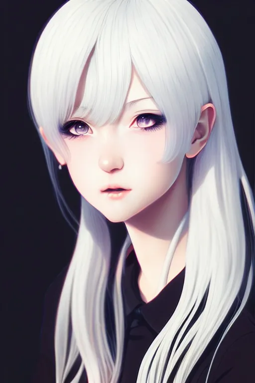 Image similar to portrait Anime girl, cute-fine-face, white-hair pretty face, realistic shaded Perfect face, fine details. Anime. realistic shaded lighting by Ilya Kuvshinov