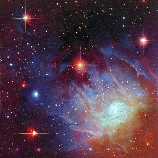 Image similar to a hand made out of nebula, hand in nebula, hand!!!, david a. hardy