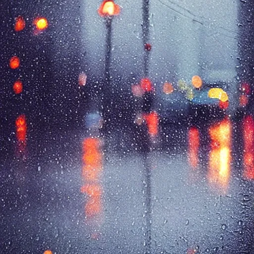 Prompt: zoomed in iphone photo rainy night in the city, reflections, double exposure, dream, by aivazovsky