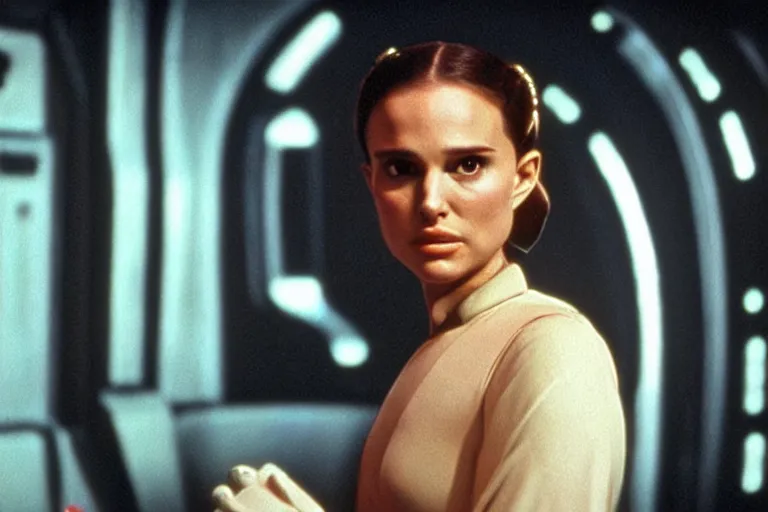 Image similar to natalie portman as princess leia in a new hope still from the movie