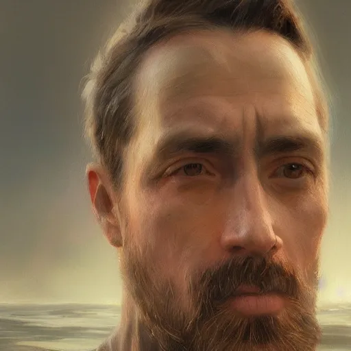 Image similar to duncan trussel closeup portrait, dramatic light, lake background, 2 0 0 mm focal length, midnight gospel, painted by stanley lau, painted by greg rutkowski, painted by stanley artgerm, digital art, trending on artstation