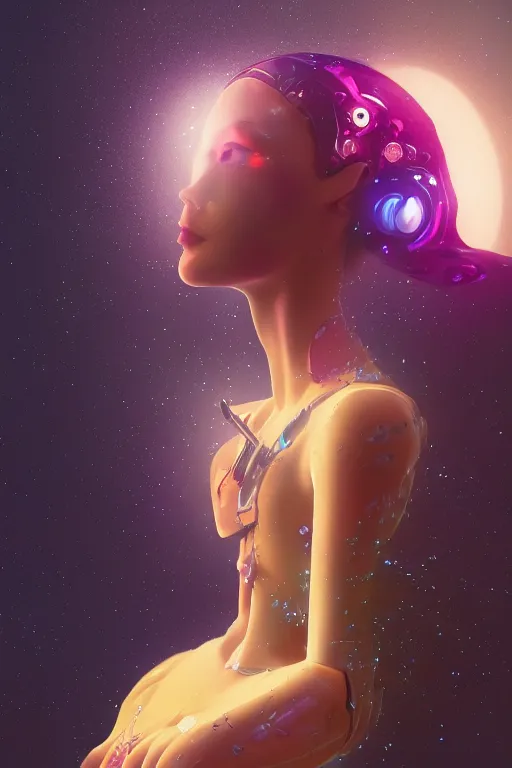 Image similar to A beautiful robotic woman dreaming, cinematic lighting, soft bokeh, sci-fi, modern, colourful, highly detailed, digital painting, artstation, concept art, sharp focus, illustration, by klimt