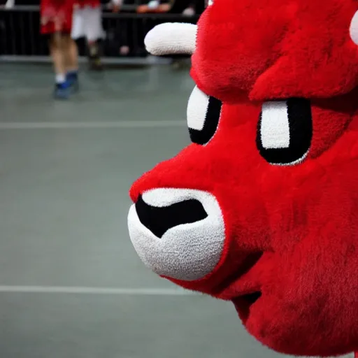 Image similar to a portrait of benny the bull, chicago bulls mascot, details visible