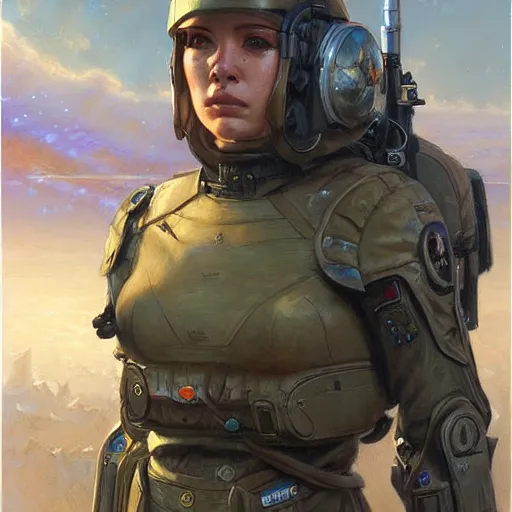 Image similar to Female Intergalactic combat paramedic on the battlefield as art by Donato Giancola and Bayard Wu, digital art, trending on artstation