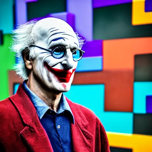 Image similar to larry david as the joker, sony a 7 r iv, symmetric balance, polarizing filter, photolab, lightroom, 4 k, dolby vision, photography awardm, voque, perfect face