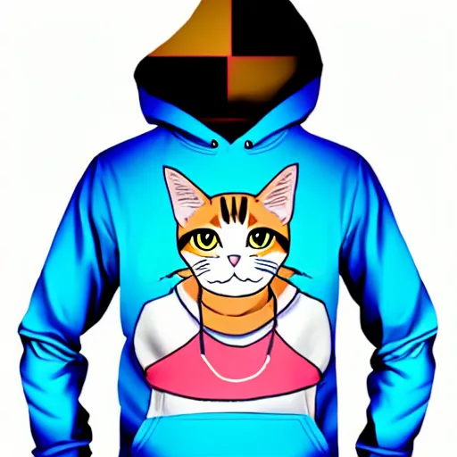 Image similar to a cute anime girl wearing a cat hoodie in the style of america mcgee's alice