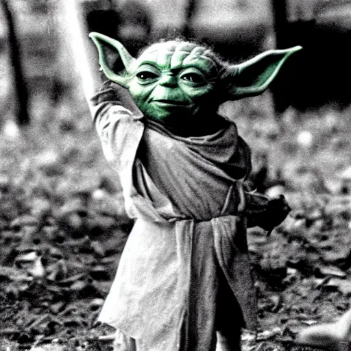 Image similar to yoda performing at woodstock