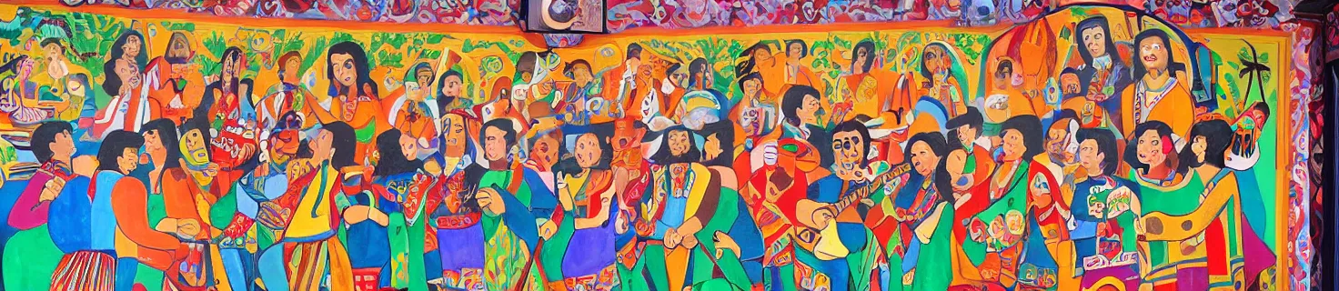 Image similar to [ mexican folk art ] mural depicting joseph and the amazing technicolor dreamcoat