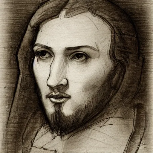 Prompt: markplier portrait sketch, by da vinci, sketch, traditional art
